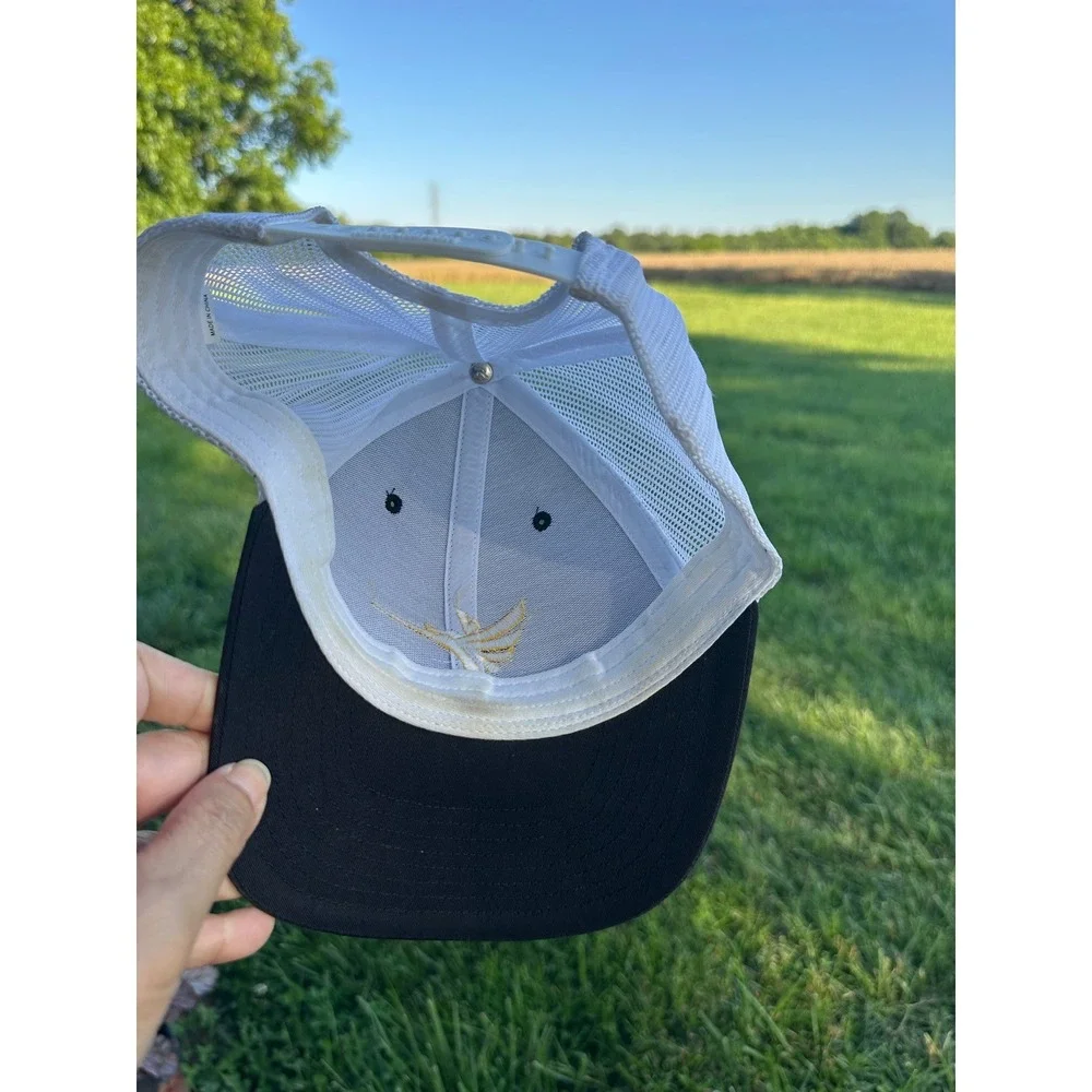 Richardson Trucker fishing Hat Snapback Black Yellow Hummingbird Logo Mesh Cap